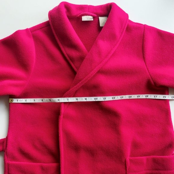 L.L. Bean Kids Fleece Bath Robe Red Pink Girls S 8 - Picture 8 of 10